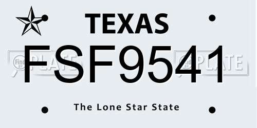 FSF9541 Texas License Plate