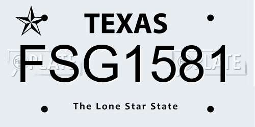 FSG1581 Texas License Plate