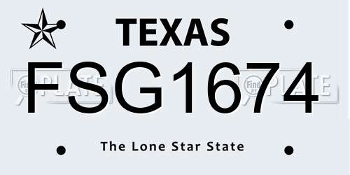 FSG1674 Texas License Plate
