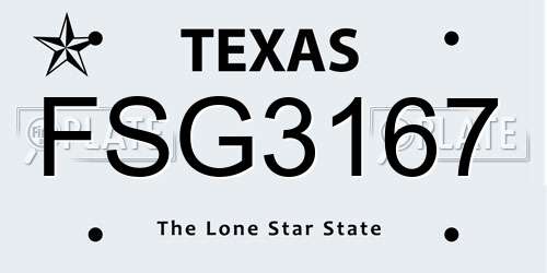 FSG3167 Texas License Plate