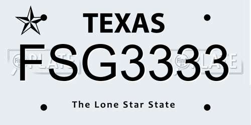 FSG3333 Texas License Plate