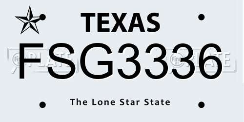 FSG3336 Texas License Plate