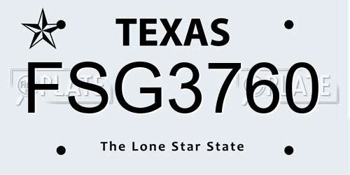 FSG3760 Texas License Plate