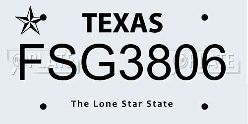 FSG3806 Texas License Plate