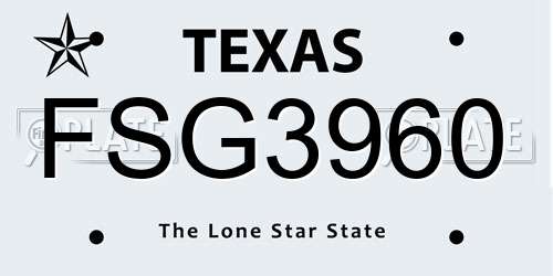 FSG3960 Texas License Plate