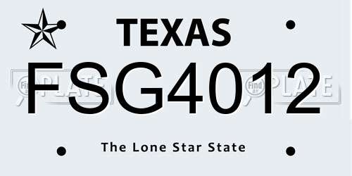 FSG4012 Texas License Plate