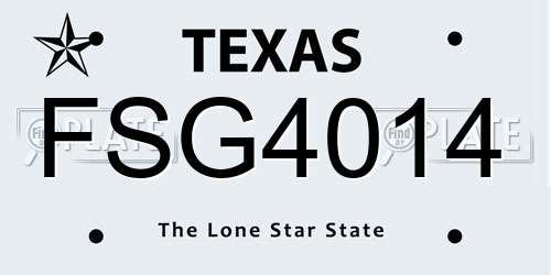 FSG4014 Texas License Plate