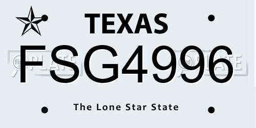 FSG4996 Texas License Plate