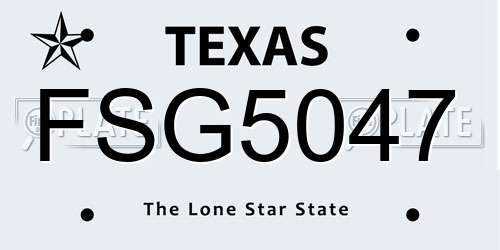 FSG5047 Texas License Plate