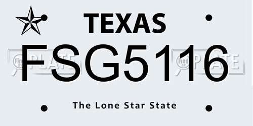 FSG5116 Texas License Plate