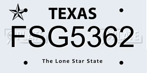 FSG5362 Texas License Plate