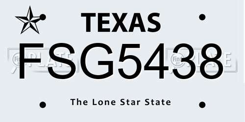 FSG5438 Texas License Plate
