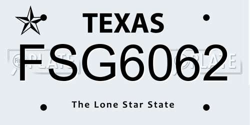 FSG6062 Texas License Plate