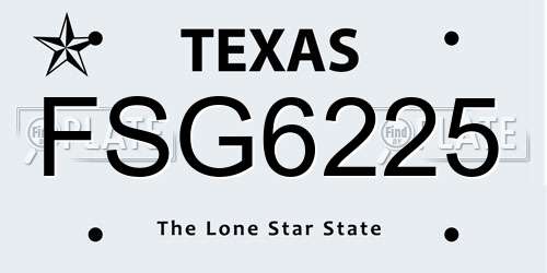 FSG6225 Texas License Plate