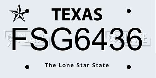 FSG6436 Texas License Plate