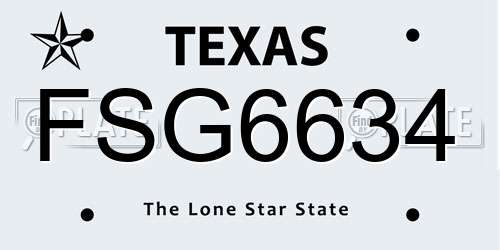 FSG6634 Texas License Plate