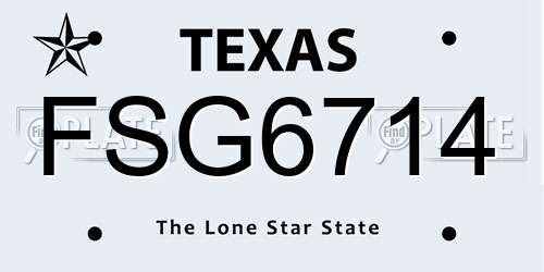 FSG6714 Texas License Plate
