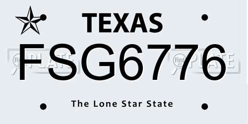 FSG6776 Texas License Plate