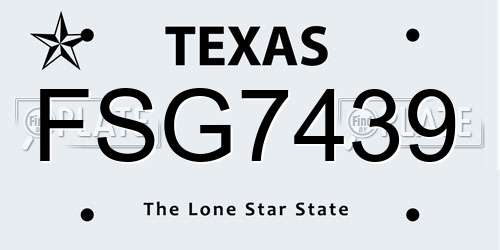FSG7439 Texas License Plate