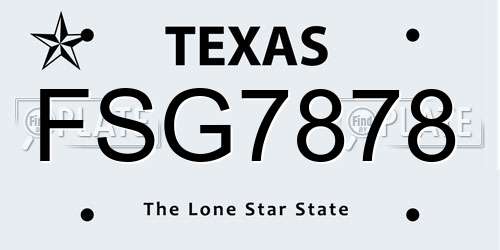 FSG7878 Texas License Plate