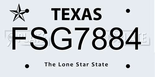 FSG7884 Texas License Plate