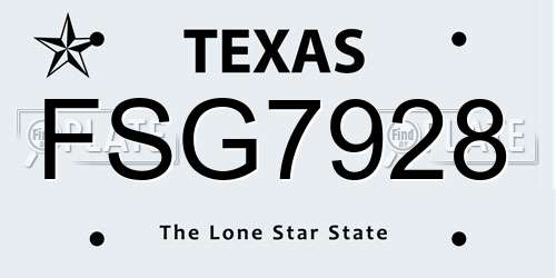 FSG7928 Texas License Plate