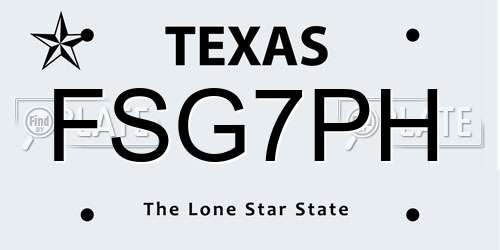 FSG7PH Texas License Plate