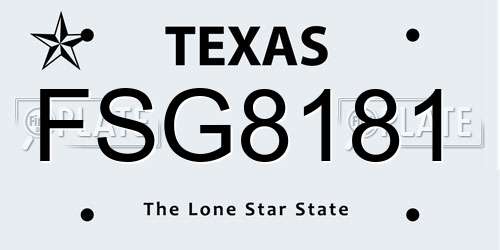 FSG8181 Texas License Plate