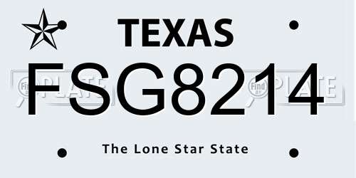FSG8214 Texas License Plate
