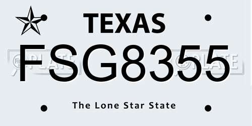 FSG8355 Texas License Plate
