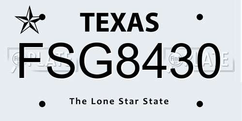 FSG8430 Texas License Plate