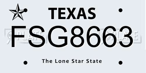 FSG8663 Texas License Plate