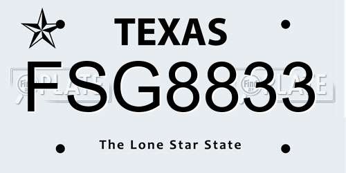FSG8833 Texas License Plate