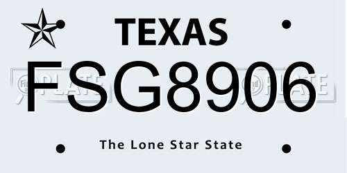 FSG8906 Texas License Plate