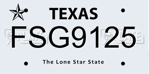 FSG9125 Texas License Plate