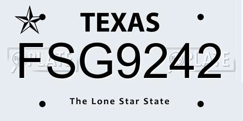 FSG9242 Texas License Plate