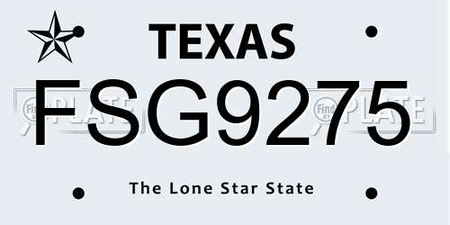 FSG9275 Texas License Plate