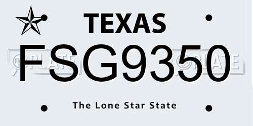 FSG9350 Texas License Plate