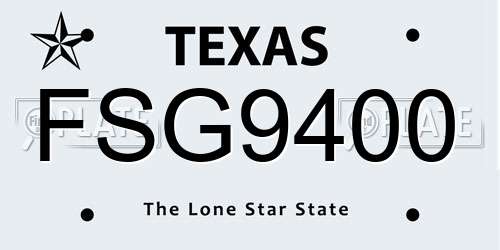 FSG9400 Texas License Plate