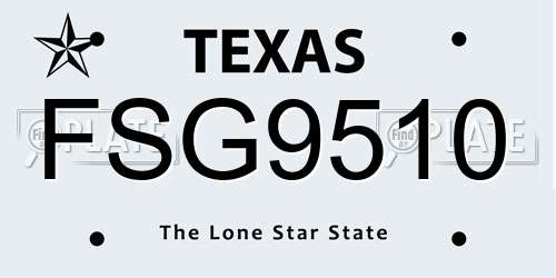 FSG9510 Texas License Plate