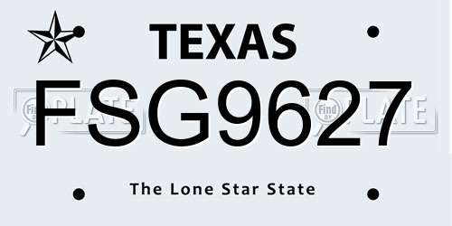 FSG9627 Texas License Plate
