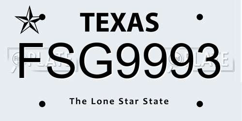 FSG9993 Texas License Plate