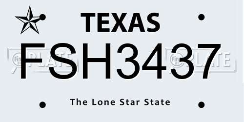 FSH3437 Texas License Plate