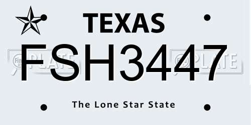 FSH3447 Texas License Plate