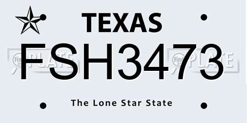 FSH3473 Texas License Plate