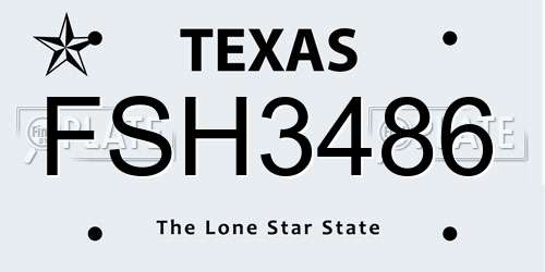 FSH3486 Texas License Plate