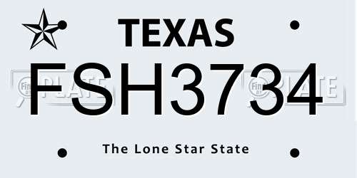 FSH3734 Texas License Plate