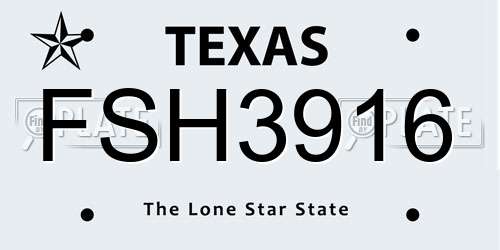 FSH3916 Texas License Plate