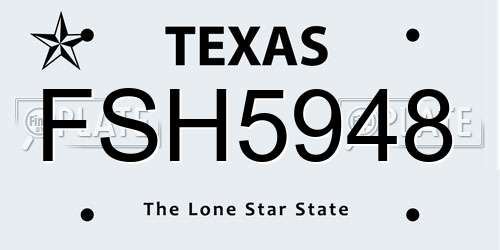 FSH5948 Texas License Plate