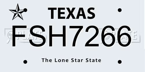 FSH7266 Texas License Plate